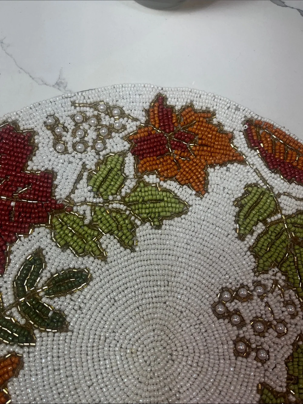 Tahari FALL LEAVES Beaded Placemat Charger 14” Multicolor Fall Thanksgiving NEW